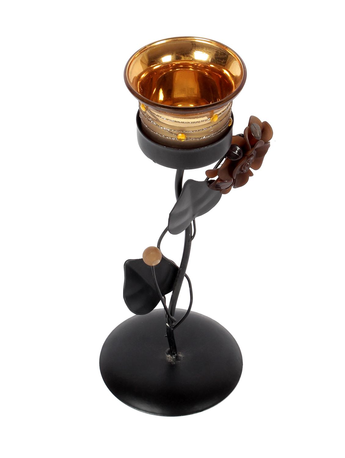 iron and glass flower tealight candle holder showpiece by jewel fuel - 14065964 - Zoom Image - 2