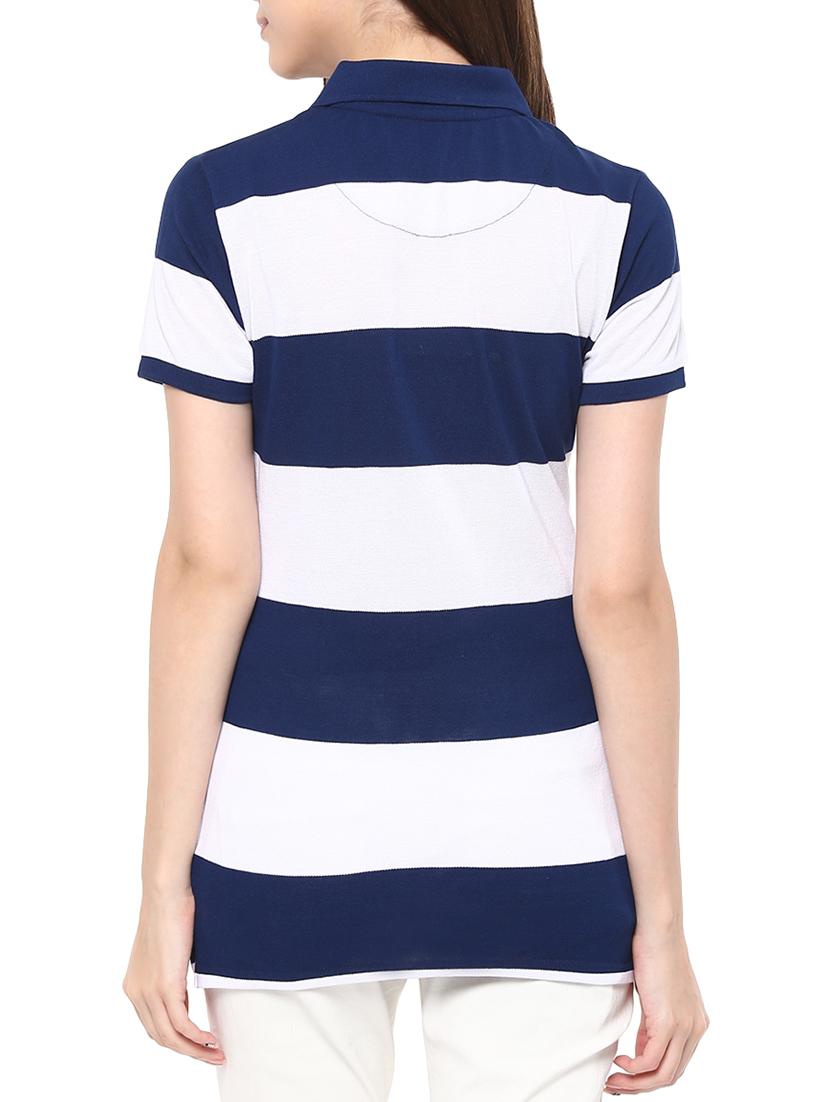 women's striped polo neck t-shirt - 14082145 - Standard Image - 2