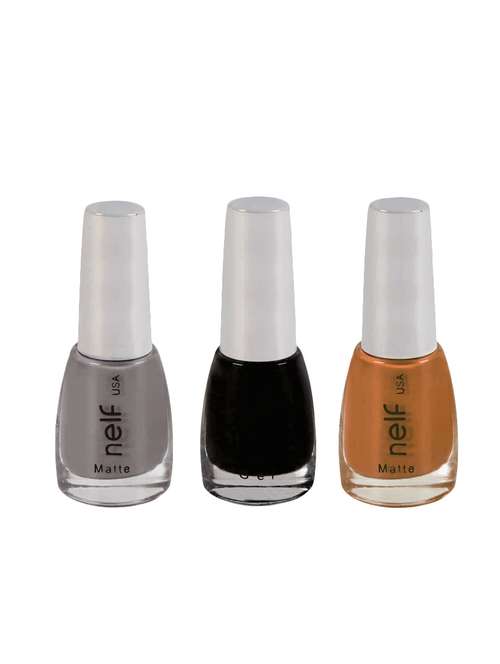 nelf beige brown, inocent grey & madly matte top coat nail polish - 14139839 - Very Small Image - 1