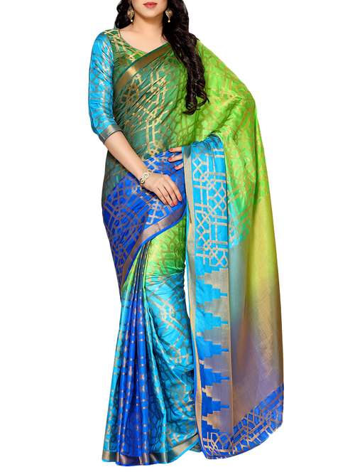 blue art silk woven saree - 14198637 - Very Small Image - 1