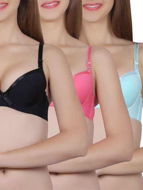 set of 3 multi colored push up bra - 14215122 - Very Small Image - 1