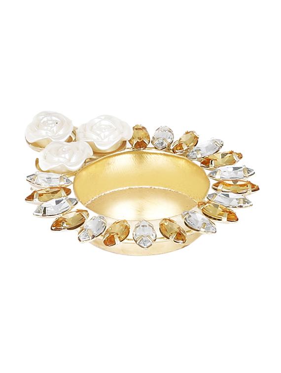 white flower stone tea light candle holder - 14215160 - Zoom Image - 1