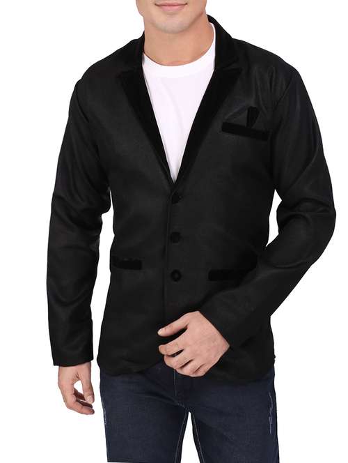 black khadi cotton casual blazer - 14242214 - Very Small Image - 1
