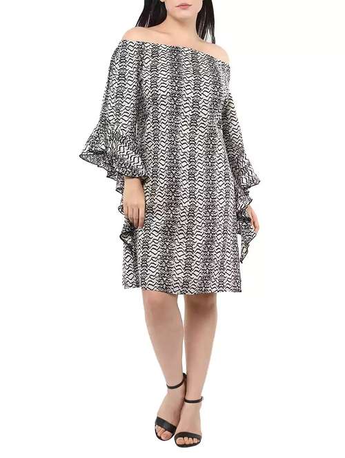black printed viscose ruffle dress - 14334457 - Very Small Image - 1