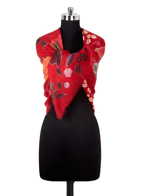 red woolen stole - 14341462 - Very Small Image - 1