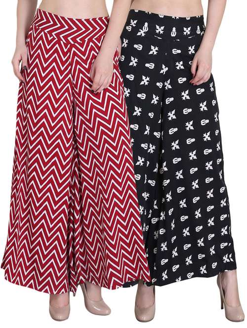 set of 2 multi colored crepe palazzo - 14417527 - Very Small Image - 1