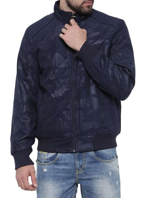 blue printed leather biker jacket - 14498213 - Very Small Image - 1