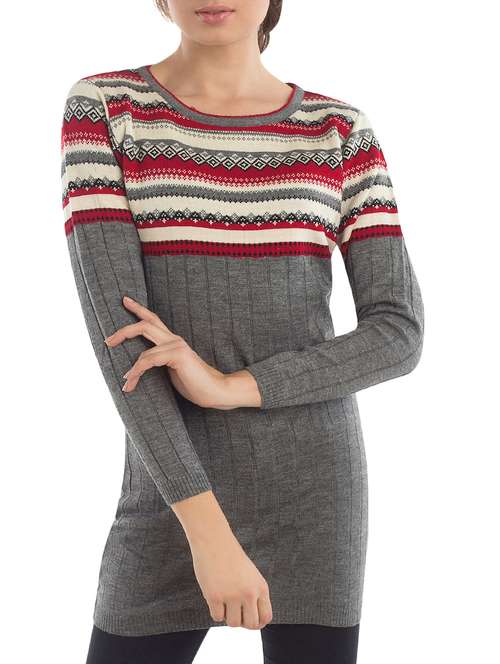 grey woolen casual pullover - 14515069 - Very Small Image - 1