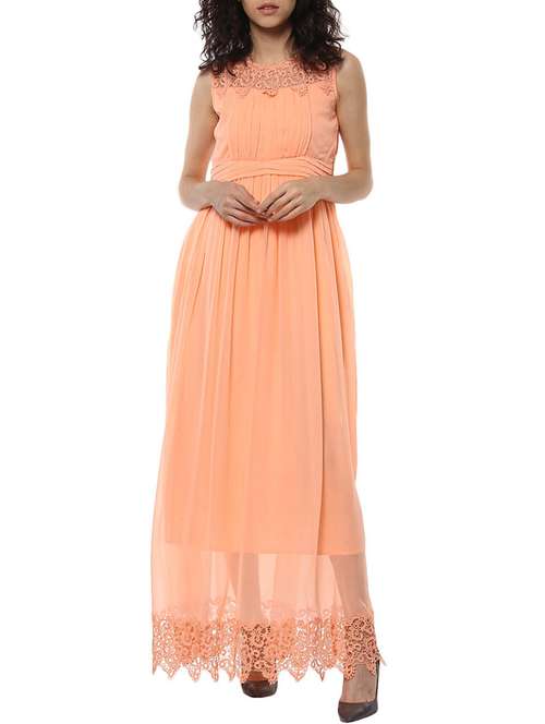 orange laced maxi dress - 14557300 - Very Small Image - 1