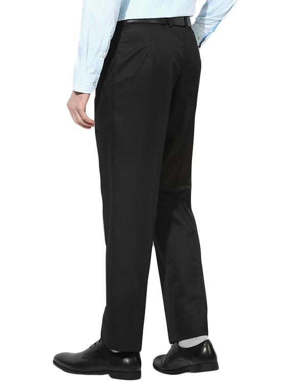 black cotton blend flat front formal trouser - 14559092 - Zoom Image - 2