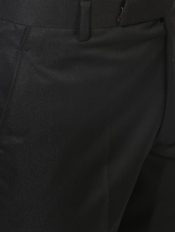 black cotton blend flat front formal trouser - 14559092 - Zoom Image - 3