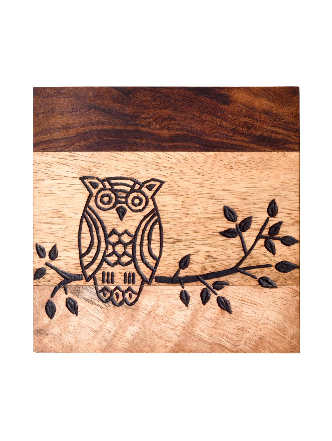 sheesham wood brown owl coaster set (set of 2) - 14571690 - Standard Image - 2