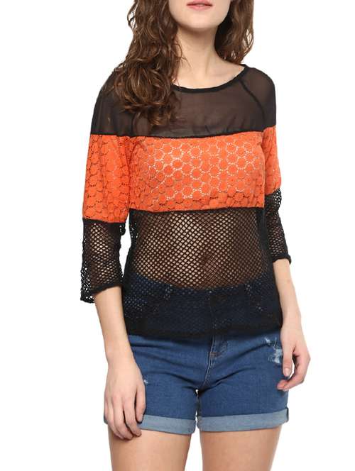 black solid net top - 14638987 - Very Small Image - 1