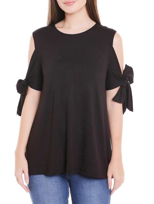 black solid a-line tunic - 14654248 - Very Small Image - 1
