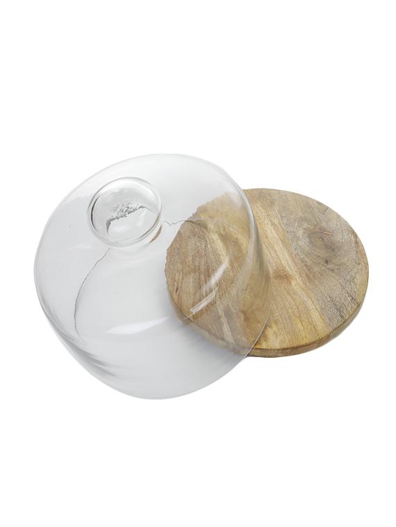wooden cake platter with glass dome - 14661587 - Standard Image - 5