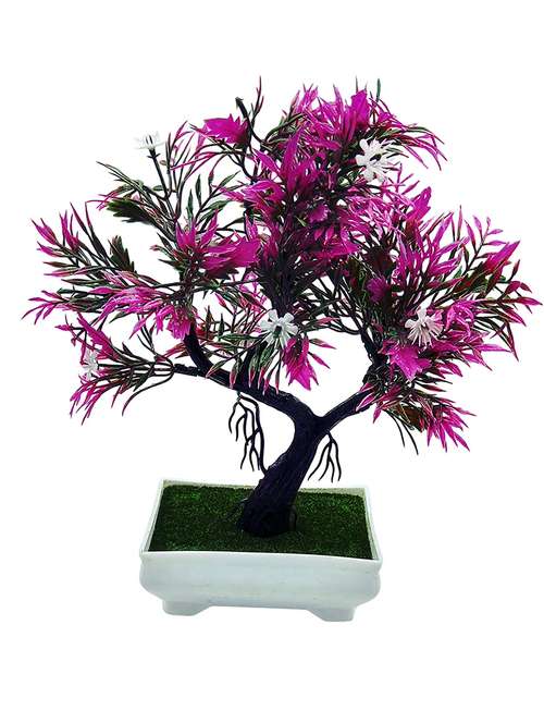 Artificial Plant With Pot - Y Shaped Bonsai with Purple Leaves and White Flowers by Random? - 14804844 - Very Small Image - 1