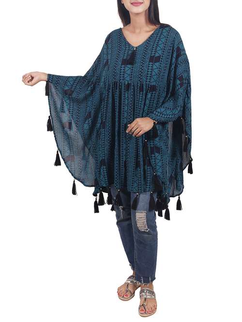blue printed kaftan - 14914778 - Very Small Image - 1