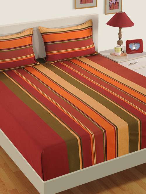 stripes single bed sheet with 1 pillow cover - 14963982 - Very Small Image - 1