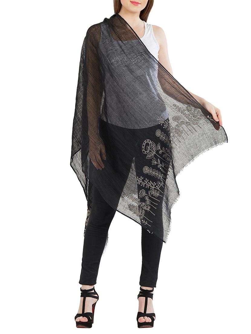 black embroidered stole - 14987697 - Zoom Image - 2