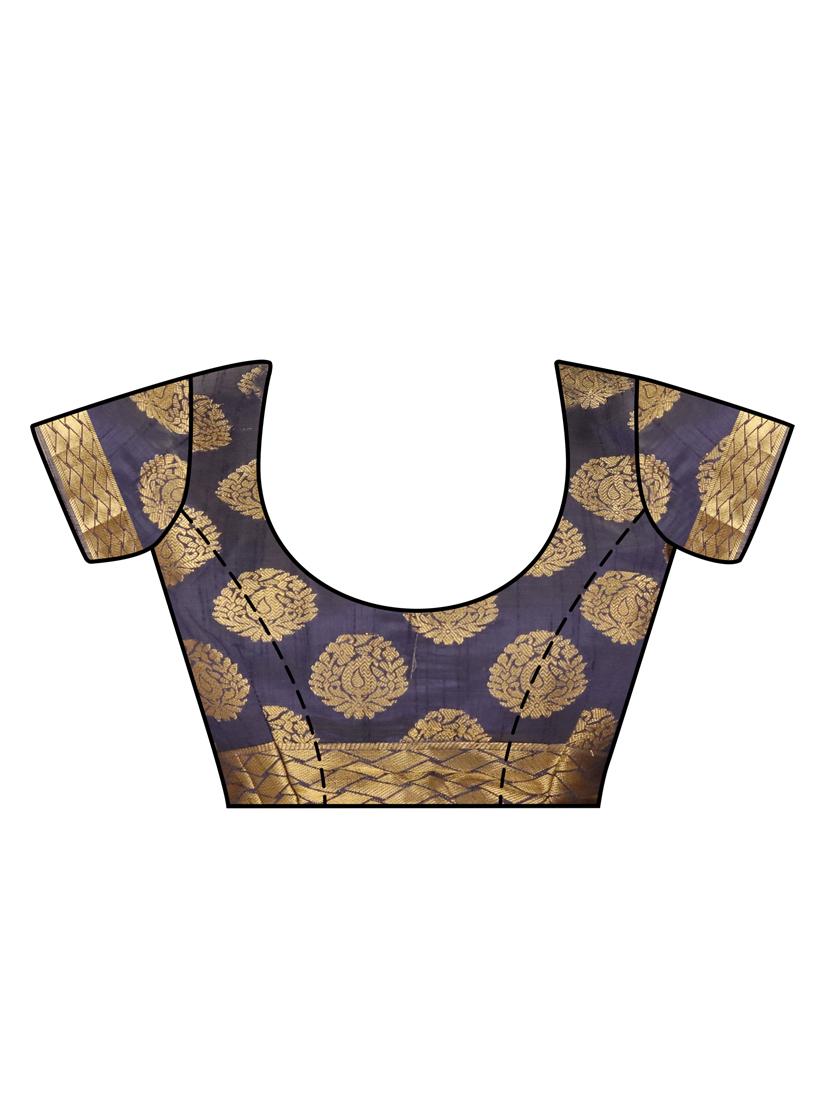 women's blue colored saree with blouse - 15005559 - Standard Image - 3