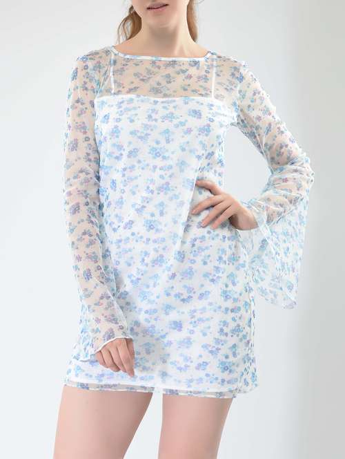 white net floral sheath dress - 15030987 - Very Small Image - 1