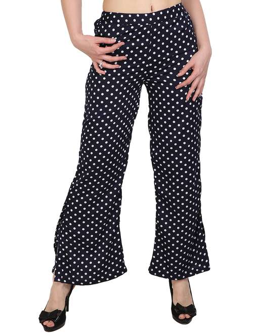 navy blue printed crepe palazzo - 15083540 - Very Small Image - 1