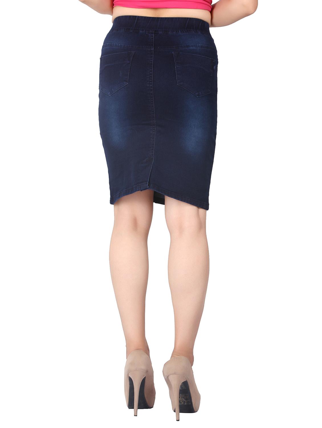 dark blue denim pencil skirt - 15110029 - Standard Image - 2