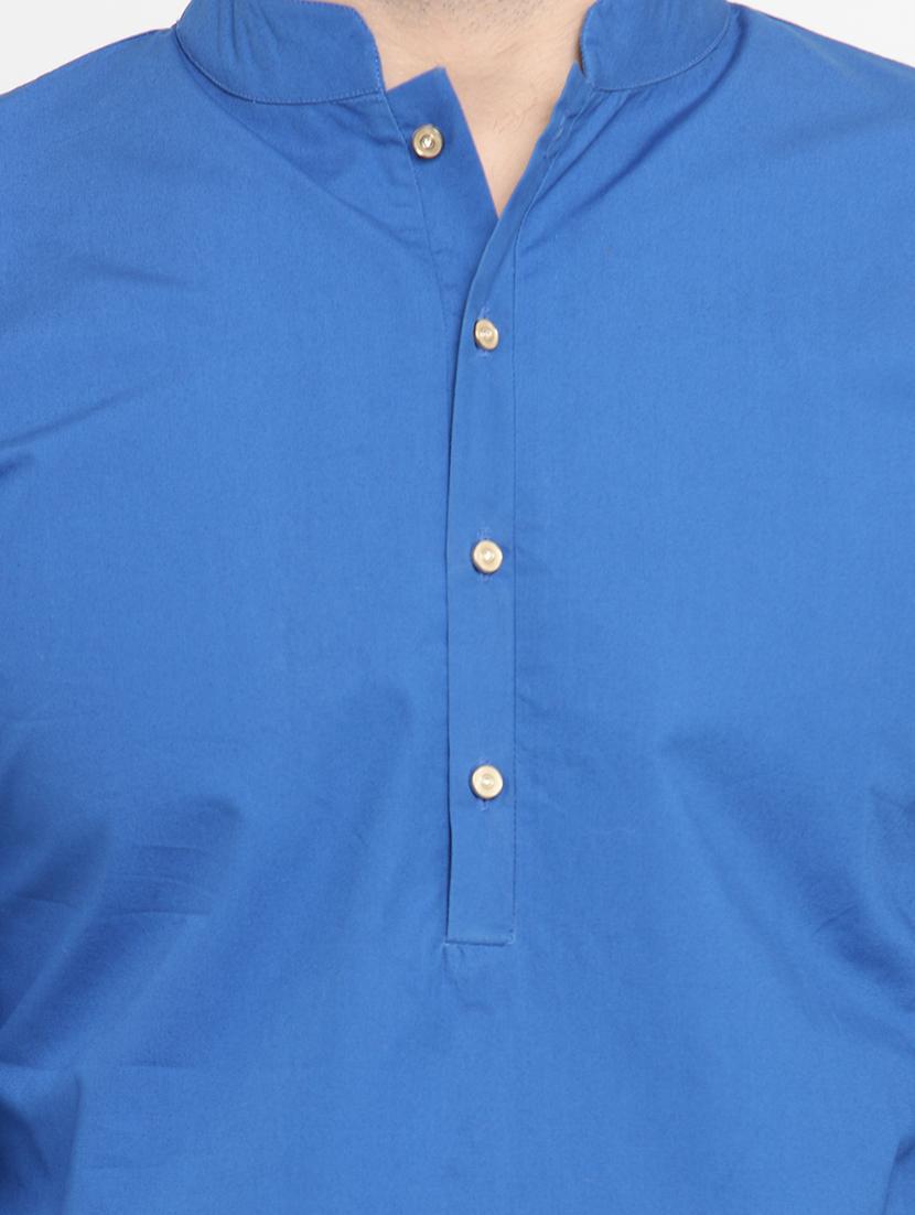 blue solid asymmetric kurta - 15204754 - Standard Image - 3