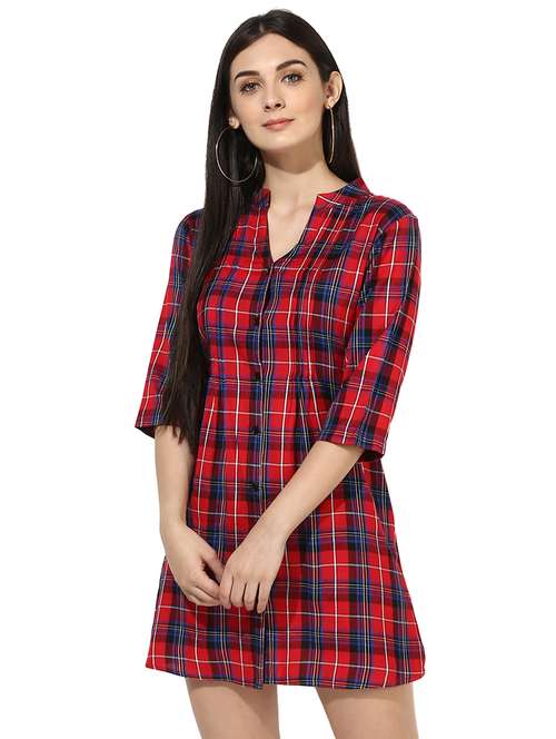 red checkered shirt dress - 15207246 - Very Small Image - 1