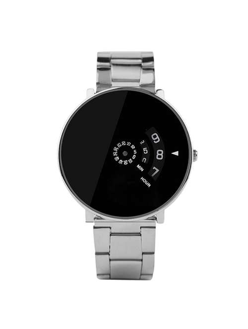 jay creation silver steel  belt black dial men's analog watch - 15216975 - Very Small Image - 1