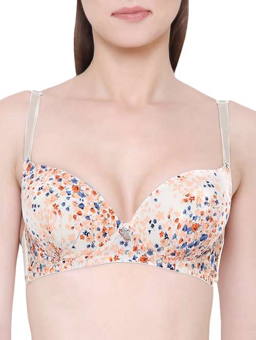 beige floral push up bra - 15227952 - Very Small Image - 1