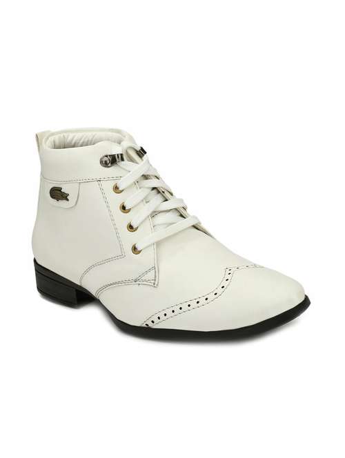 White Leatherette Lace-up Derbys - 15260958 - Very Small Image - 1