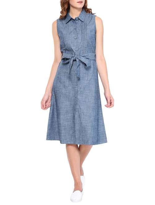 button down belted dress - 15429541 - Very Small Image - 1