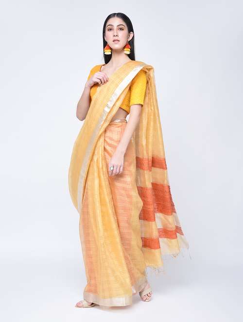 bengal handloom silk saree with blouse - 15444440 - Very Small Image - 1
