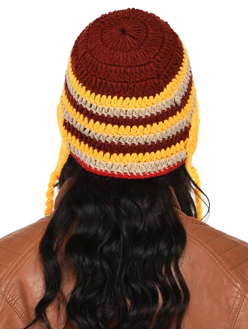 striped braided woolen cap - 15528272 - Zoom Image - 2