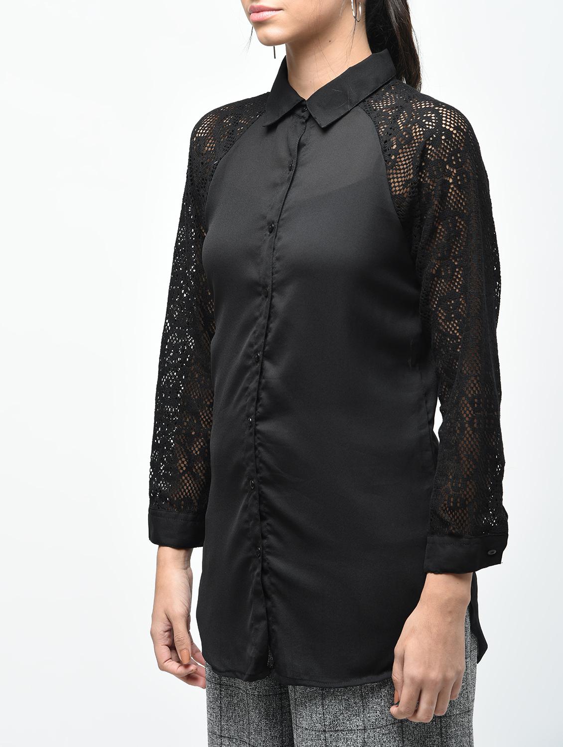 lace raglan sleeved shirt - 15537350 - Zoom Image - 4