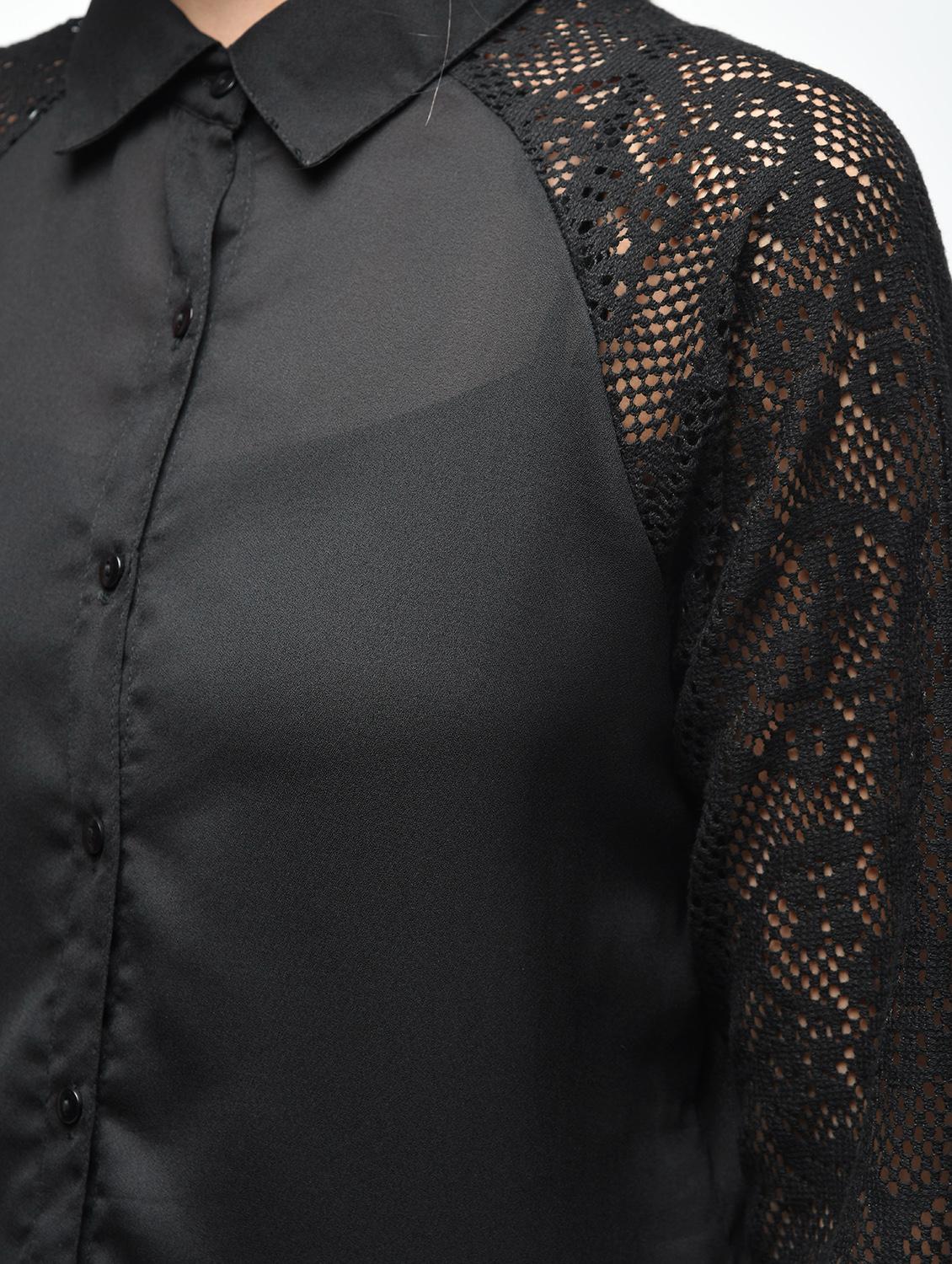 lace raglan sleeved shirt - 15537350 - Standard Image - 5