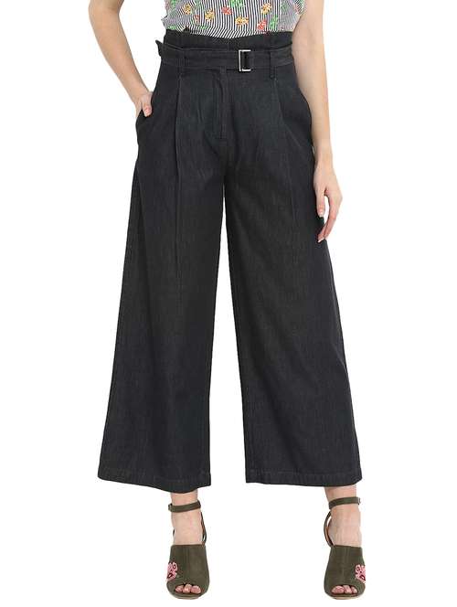 belt detailed pleated high rise trousers - 15539454 - Very Small Image - 1