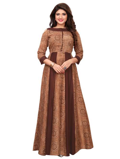 anarkali printed cold shoulder kurta - 15542849 - Very Small Image - 1