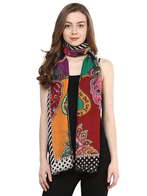 paisley woolen stole - 15545066 - Very Small Image - 1