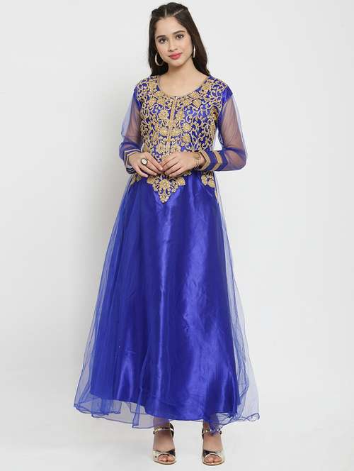 embroidered net a-line gown - 15563733 - Very Small Image - 1