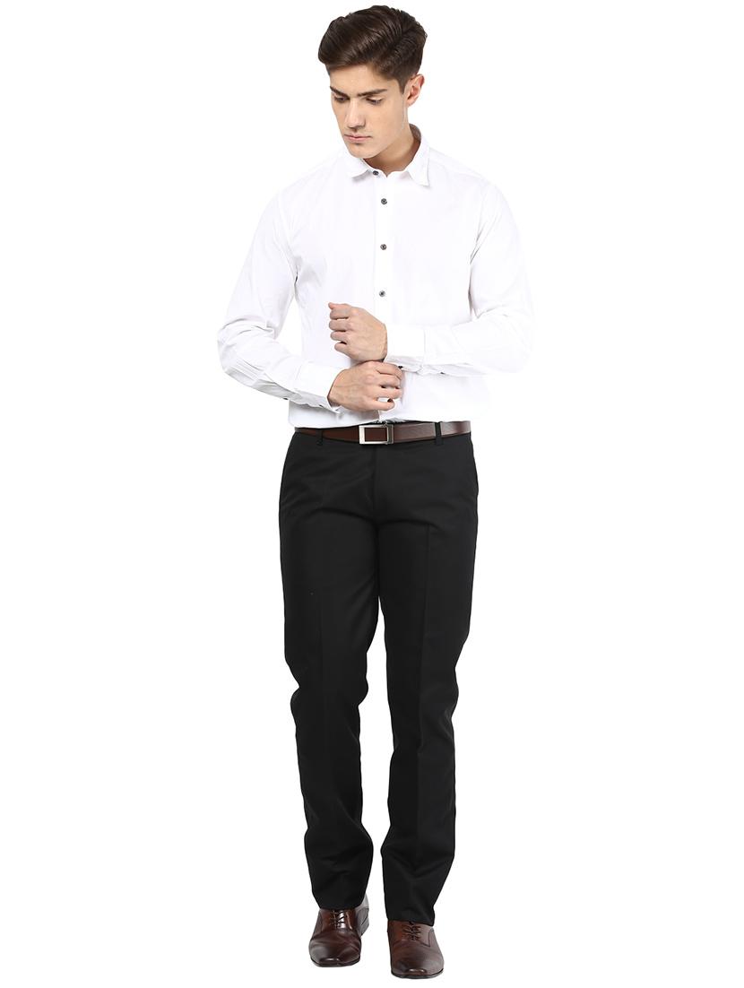black polyester blend flat front formal trouser - 15569412 - Standard Image - 3
