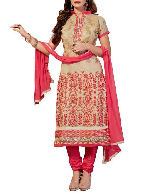 embroidered unstitched churidaar suit - 15570257 - Very Small Image - 1