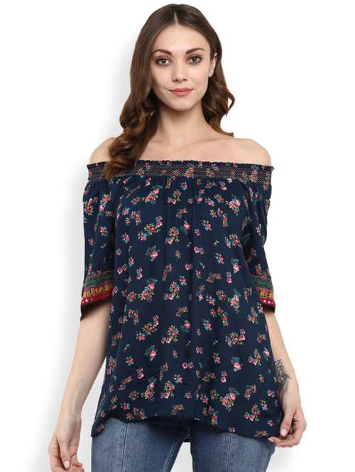 embroidered sleeve detail floral top - 15628804 - Very Small Image - 1