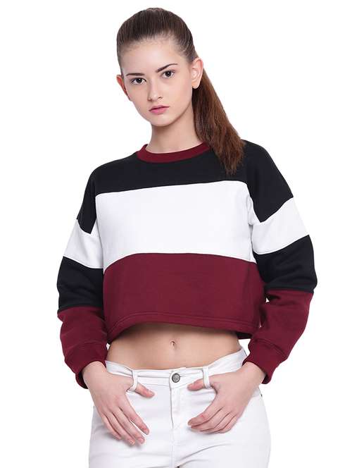 color block cropped sweatshirt - 15679751 - Very Small Image - 1