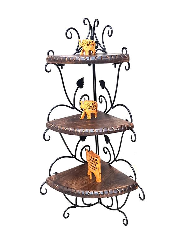 wall mounted wooden corner rack home décor carved furniture shelves - 15793096 - Standard Image - 2