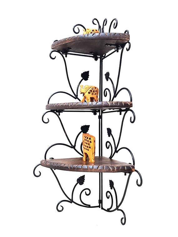 wall mounted wooden corner rack home décor carved furniture shelves - 15793096 - Standard Image - 3