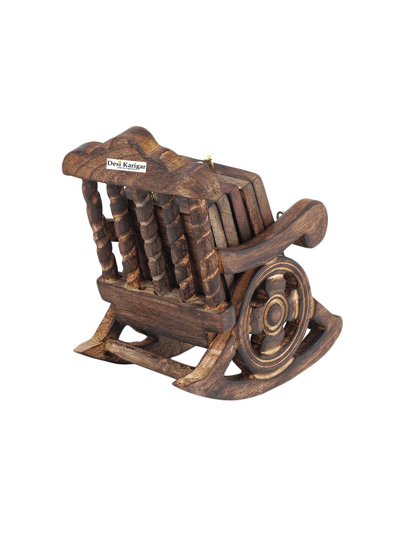 miniature rocking chair design wooden tea coffee coaster set - 15803311 - Zoom Image - 2
