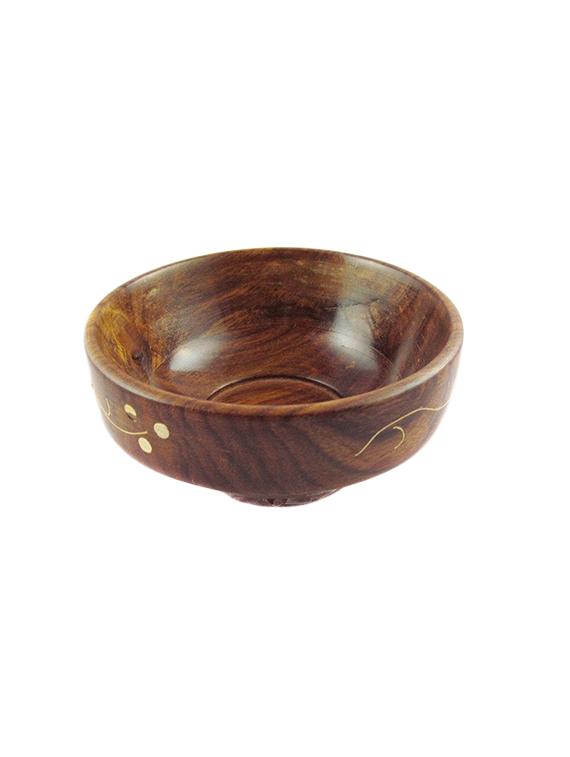 desi karigar fancy wooden brass work set of 3 serving bowl - 15832235 - Zoom Image - 2