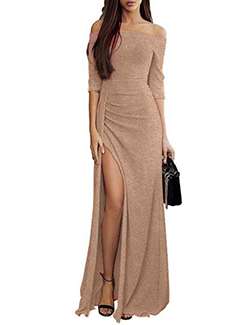 off shoulder high slit dress - 15844154 - Very Small Image - 1